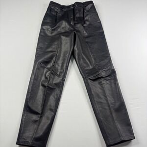 Moda Spiegel‎ Black Leather Pants High Waisted Tapered Leg Womens Size 10 29x29
